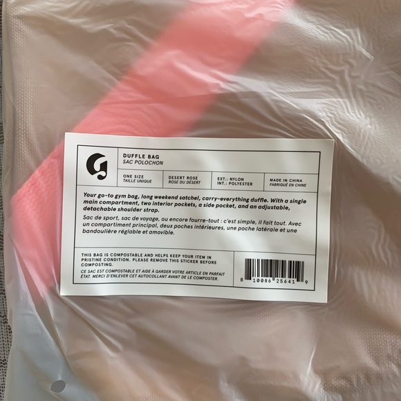 NWT Glossier Duffle Bag Sand Desert Rose Peach Straps Pocket Bag Gym Satchel - Picture 8 of 8